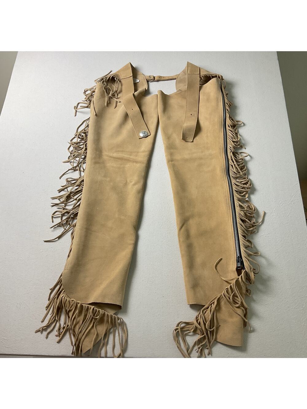Whitman Genuine Suede Leather Western Cowgirl Fringe Chaps Large